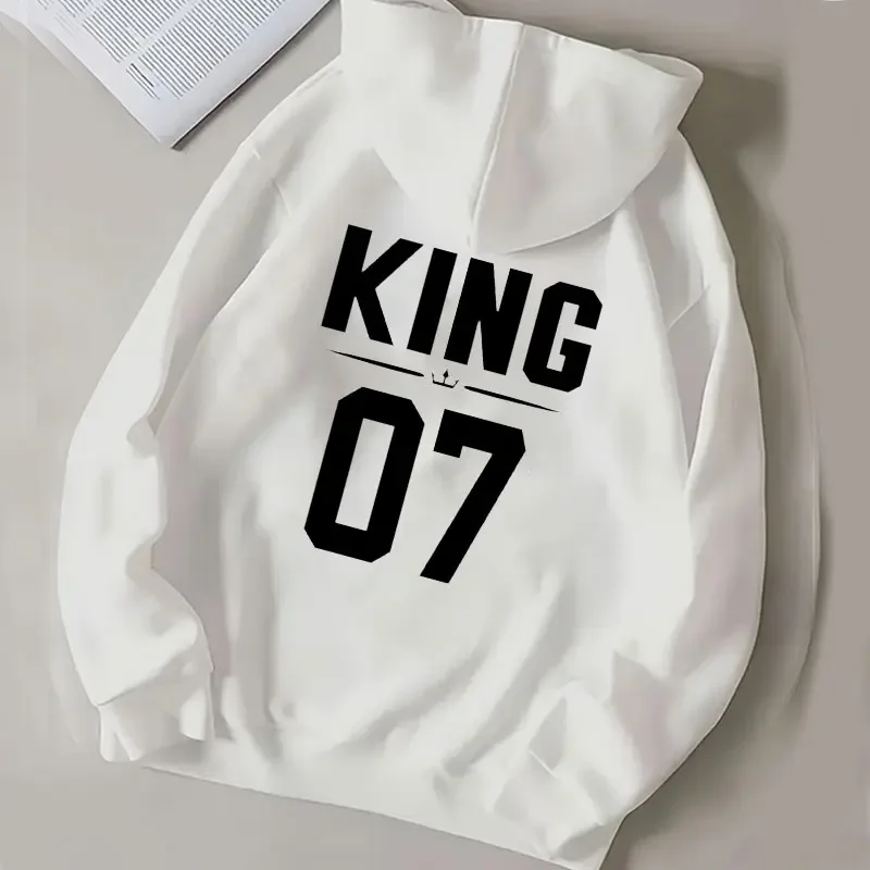 King Queen Heat Transfer Decal Hoodie Heat Transfer Stickers for Couple Lover Autumn and Winter Iron on Decals for DIY Clothing