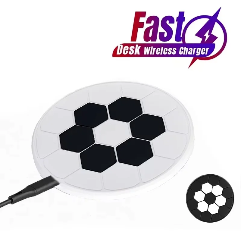 Portable Football Induction Charger Pad Induction Wireless Charging Pad For iPhone 16 15 14 Xiaomi Huawei Desktop Charger Dock