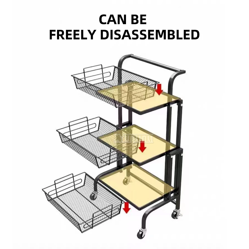 Kitchen Adjustable Organizer for Utensils & Dishes Food Storage Rack Stall Trolley Multifunctional Movable