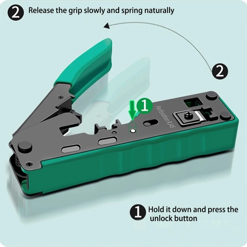 RJ45 Wire Crimping Tool All in Pass Through Wire Crimper High Carbon Steel Pliers for RJ11/12/RJ45 Ethernet Cable