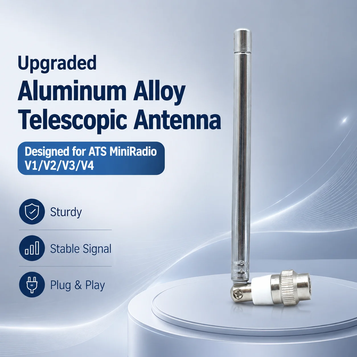Custom Upgraded Telescopic Antenna for ATS MiniRadio V1 V2 V3 V4, Reinforced Structure Stable Signal Reception