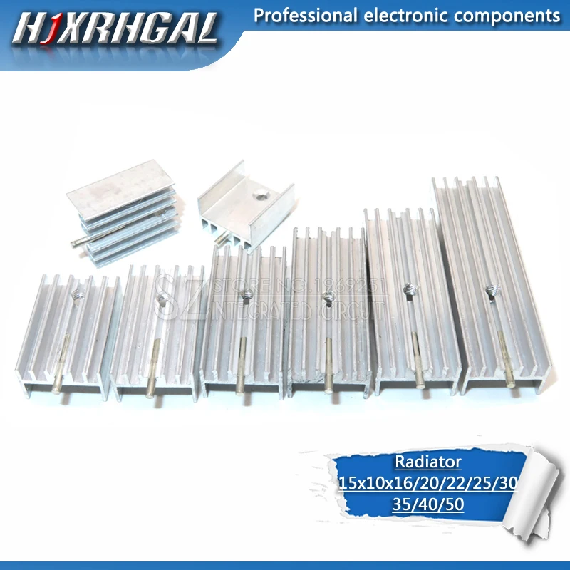 1pcs Aluminum Heatsink Radiator 15*10*16/20/22/25/30/40/50mm With Needle hjxrhgal For Transistors TO220 white HJXRHGAL