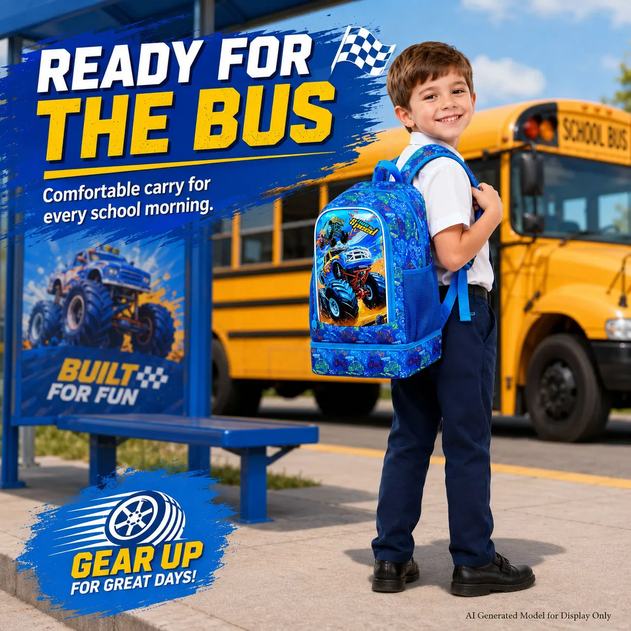 2-in-1 Children Backpack Set, Sturdy School Backpack with Organized Space & Pen Pouch for Elementary Boys view 6