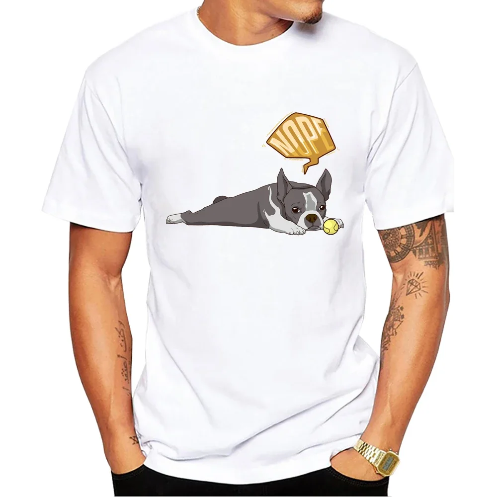 tembel  Terrier komik baskılı rahat shirt kısa kollu tişörtleri serin Tee TEEHUB Harajuku fransız Bulldog erkekler Shirt