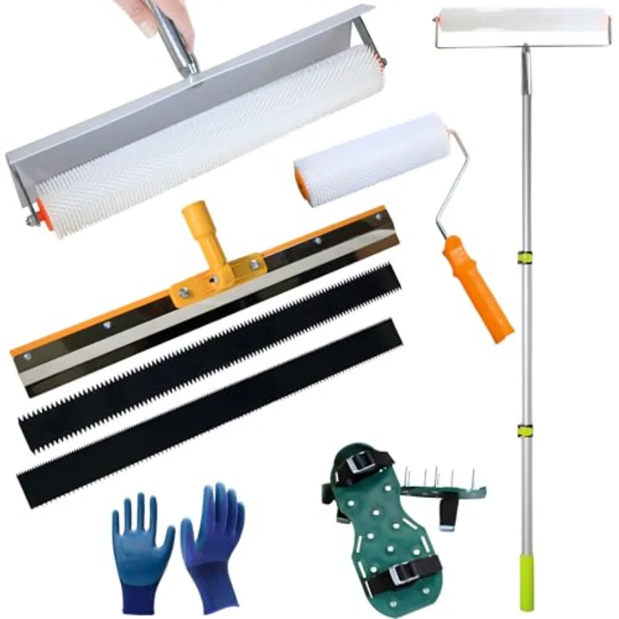 

Self Leveling Cement Tool KitEpoxy Floor Kit Self-Leveling Rake Spike Shoes for Epoxy Flooring Spike Roller for Self-Leveling F