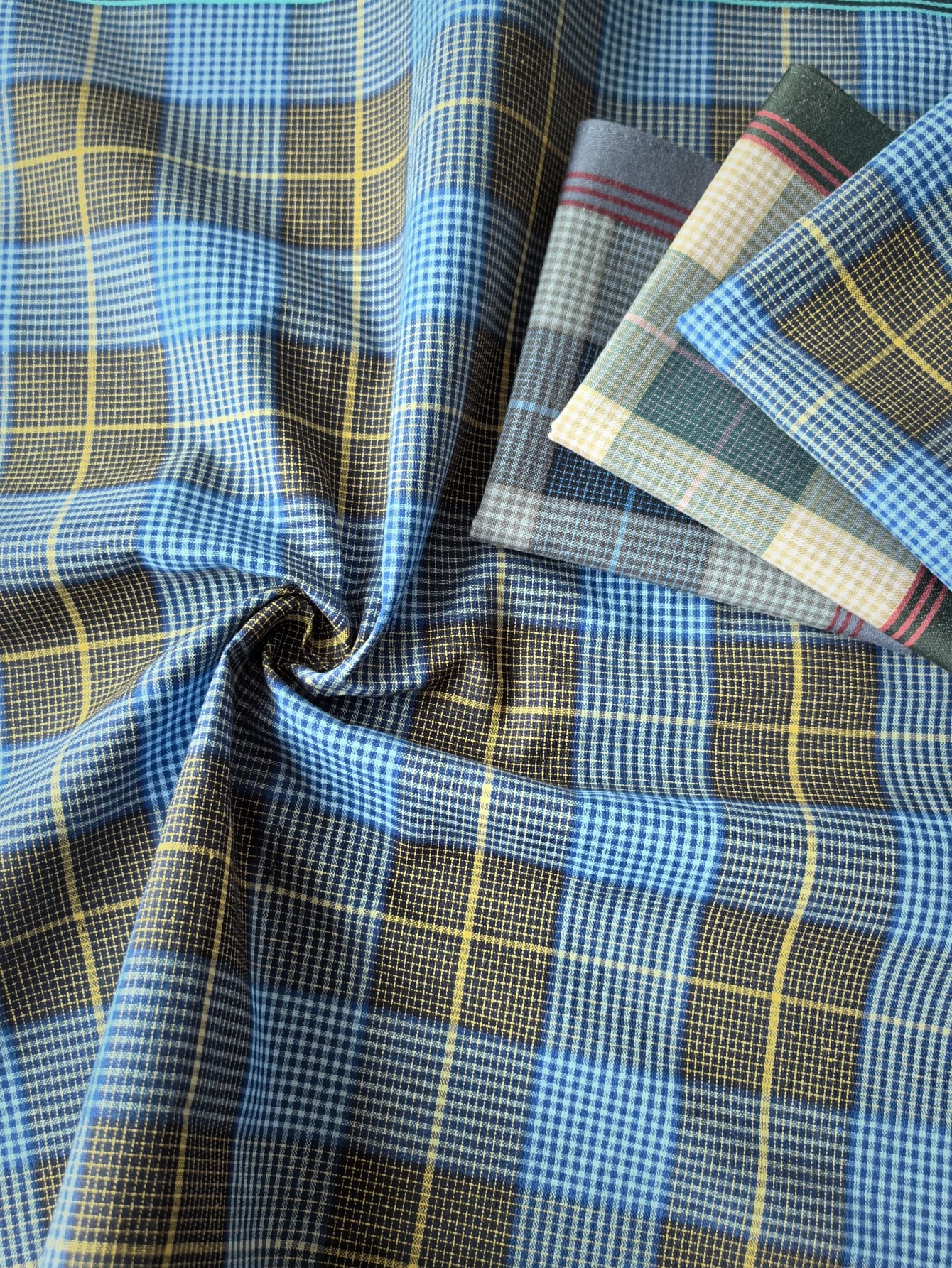 15.7in sapu tangan kain bergaris pria, setelan kain kotak kecil, dekorasi rumah, dekorasi luar ruangan 3 buah, gaya tipis