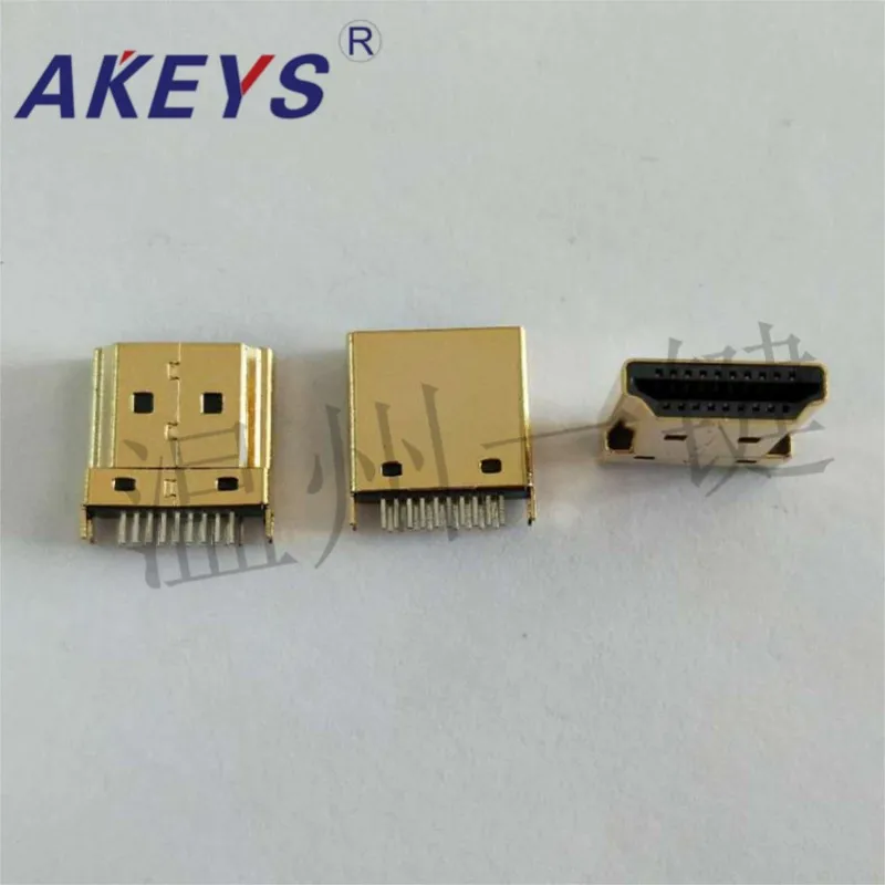 10 PCS HDMI socket HDMI A type Public head splint 1.6 copper Gold HD TV Socket Interface 2 row pin 19 stitches