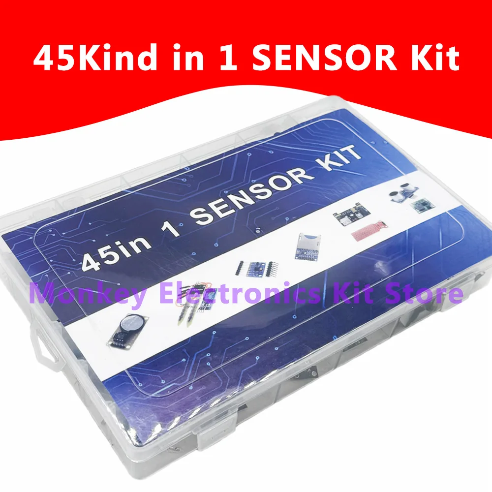 45 Jenis Dalam 1 Modul Sensor Kit Pemula UNTUK Arduino Raspberry Pi, Lebih Baik dari 37 Jenis Dalam 1 KIT dengan Kotak KIT DIY R3 MEGA2560