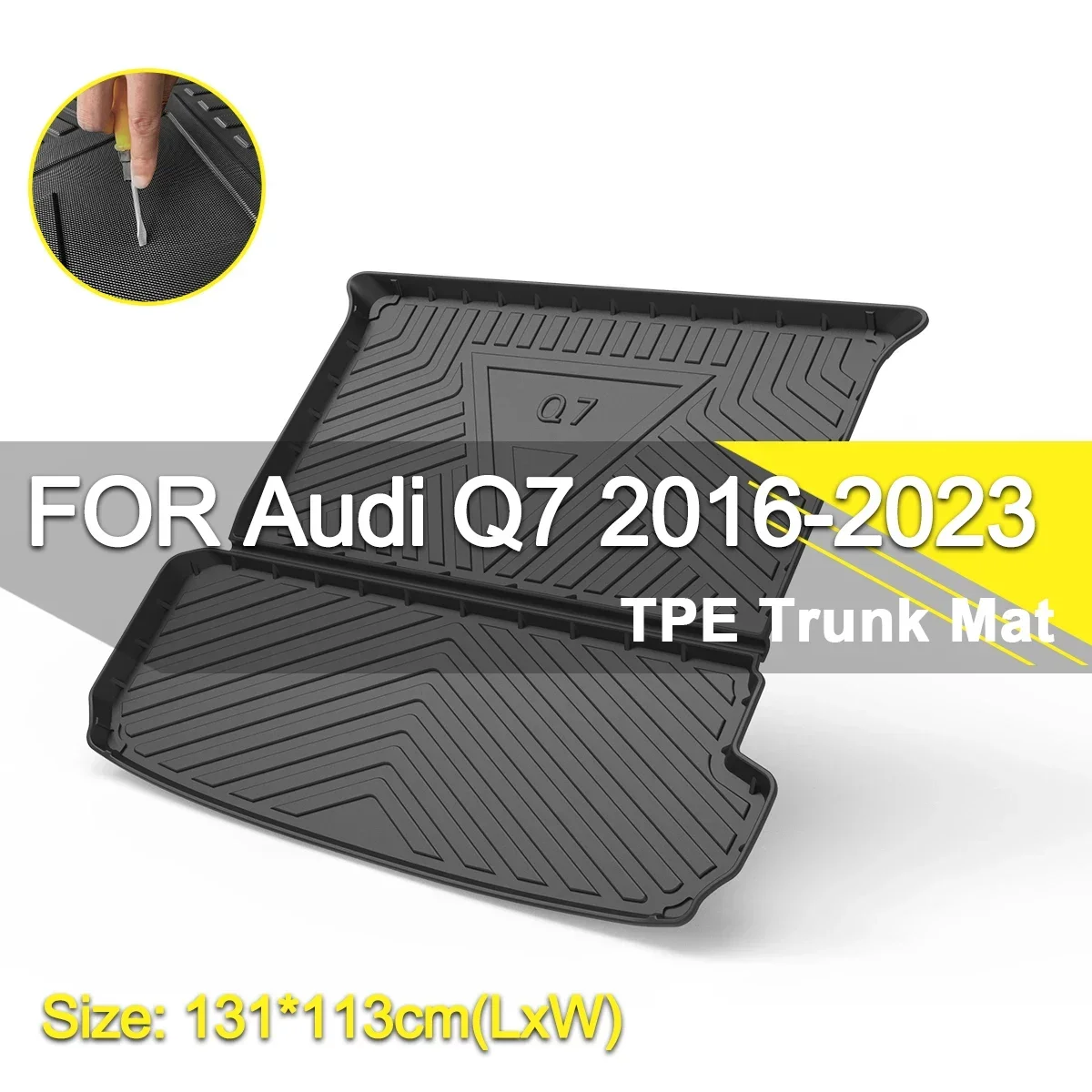 

Car Rear Trunk Cover Mat TPE Waterproof Non-Slip Rubber Cargo Liner For Audi Q7 2016-2023 Auto Accessories