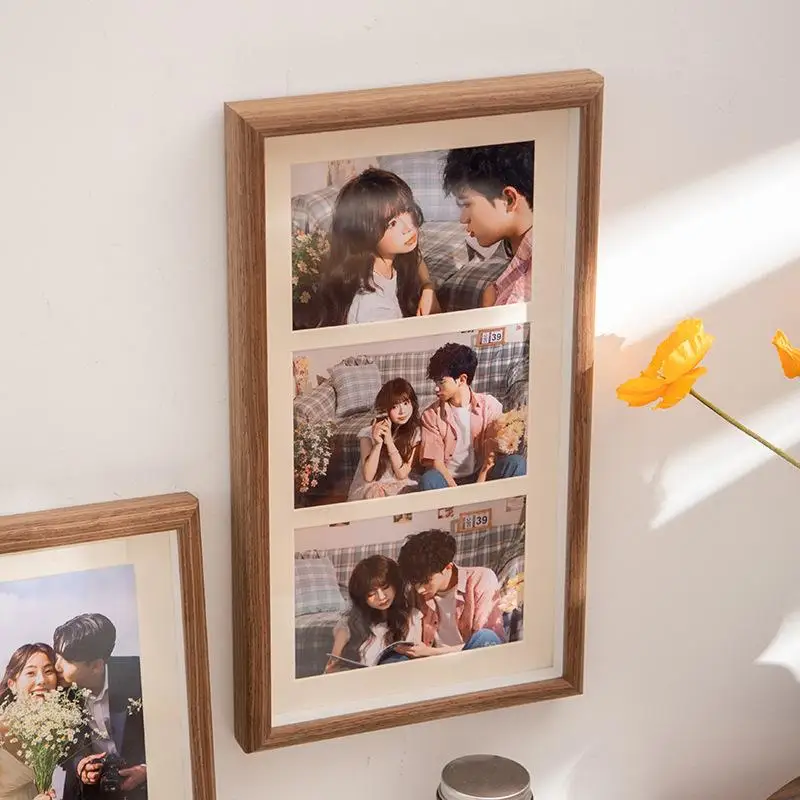Minimalist Wooden Photo Display Stand 6-inch Photo Combination Photo Frame Couple's Wedding Certificate Photo Frame