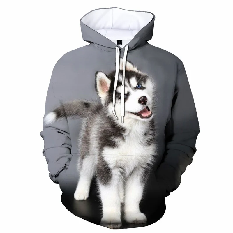 

3D printed Husky Siberian hoodie, dog hoodie, spring and autumn men's fashionable casual pullover, streetwear jacket