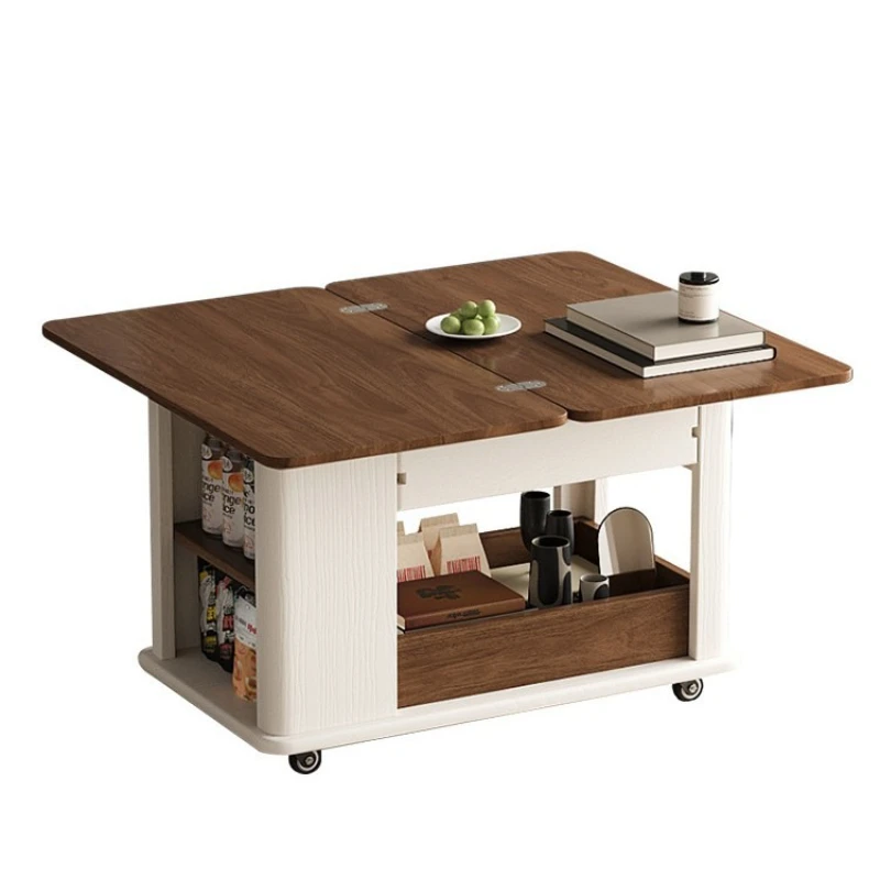 

Solid wood multi-function, foldable coffee table, light luxury creative movable trolley