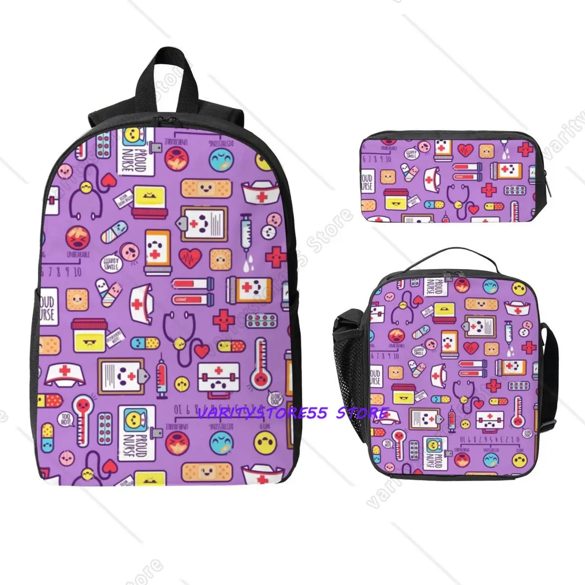 

Nurse Tools Backpack Student BookBag School Bag Laptop Shoulder Bags 3ps Insulated Lunch Bag Pencil Case