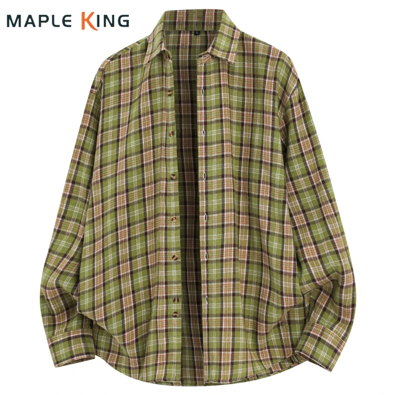 

Vintage Casual Shirt Man Long Sleeve Plaid Cardigan Streetwear Fashion Long Sleeve Social Business Mens Work Shirts Cowboy Tops