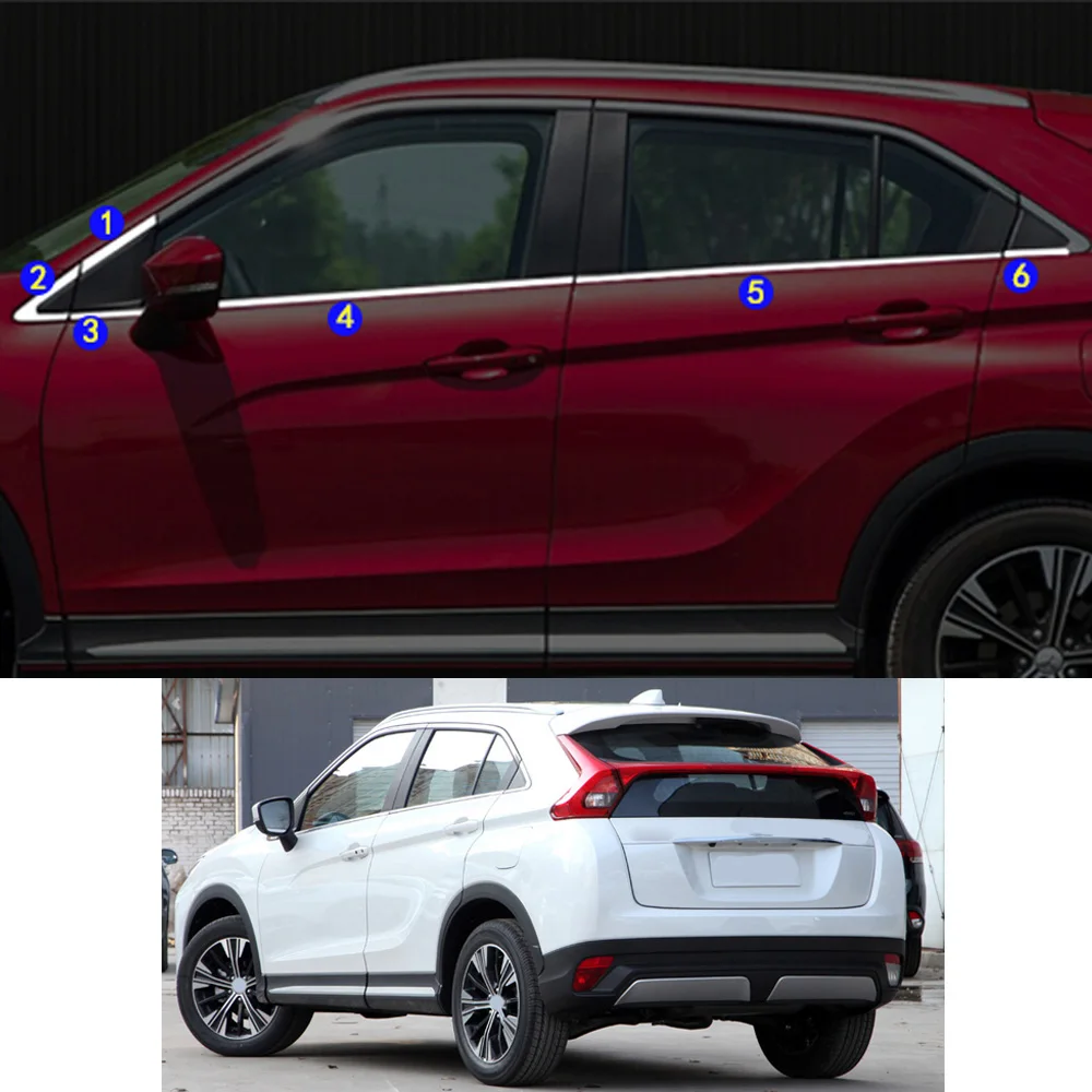 

For Mitsubishi Eclipse Cross 2017 2018 2019 2020 2021 Car Sticker Garnish Pillar Window Middle Strip Trim Frame Hoods Parts