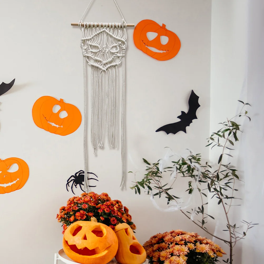 البوهيمي مكرامية الجمجمة الجدار الشنق زخرفة الفنية مكرامية المنسوجة جدار ديكور لغرفة النوم غرفة المعيشة ديكور المنزل المعلقات #1