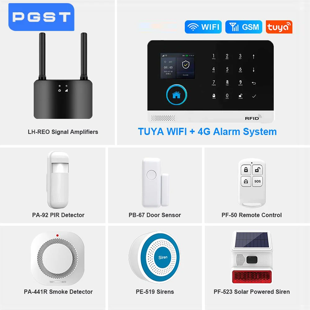 

Gautone 4G Wireless Alarm System for Home Security Tuya Smart Home Work with Alexa Panel with Door Sensor Remote Control