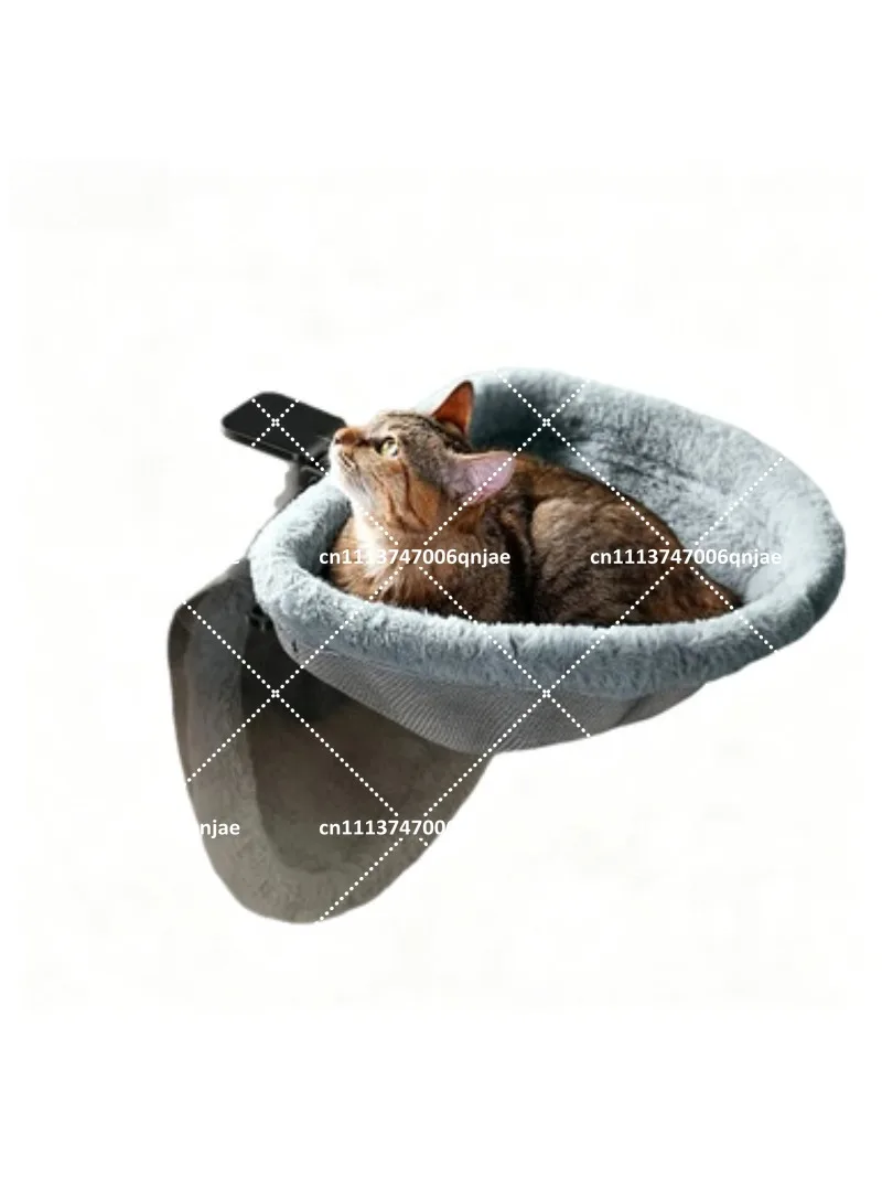 Multifunctional Round Cat Bed Desk, Foldable Cat Nest Hammock, Computer Desk with Cat Space - view 6