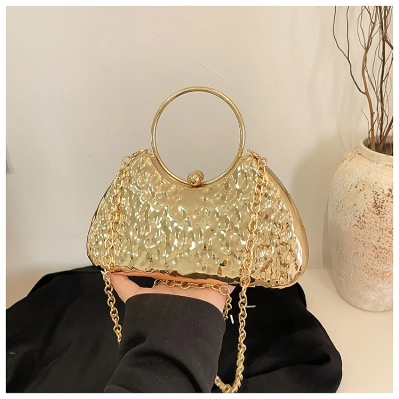 Solid Colors Metallic Western Style 2025 Hot Shoulder Bag Fried Dough Twists Chain Handbag Trend Personality Crossbody Bag