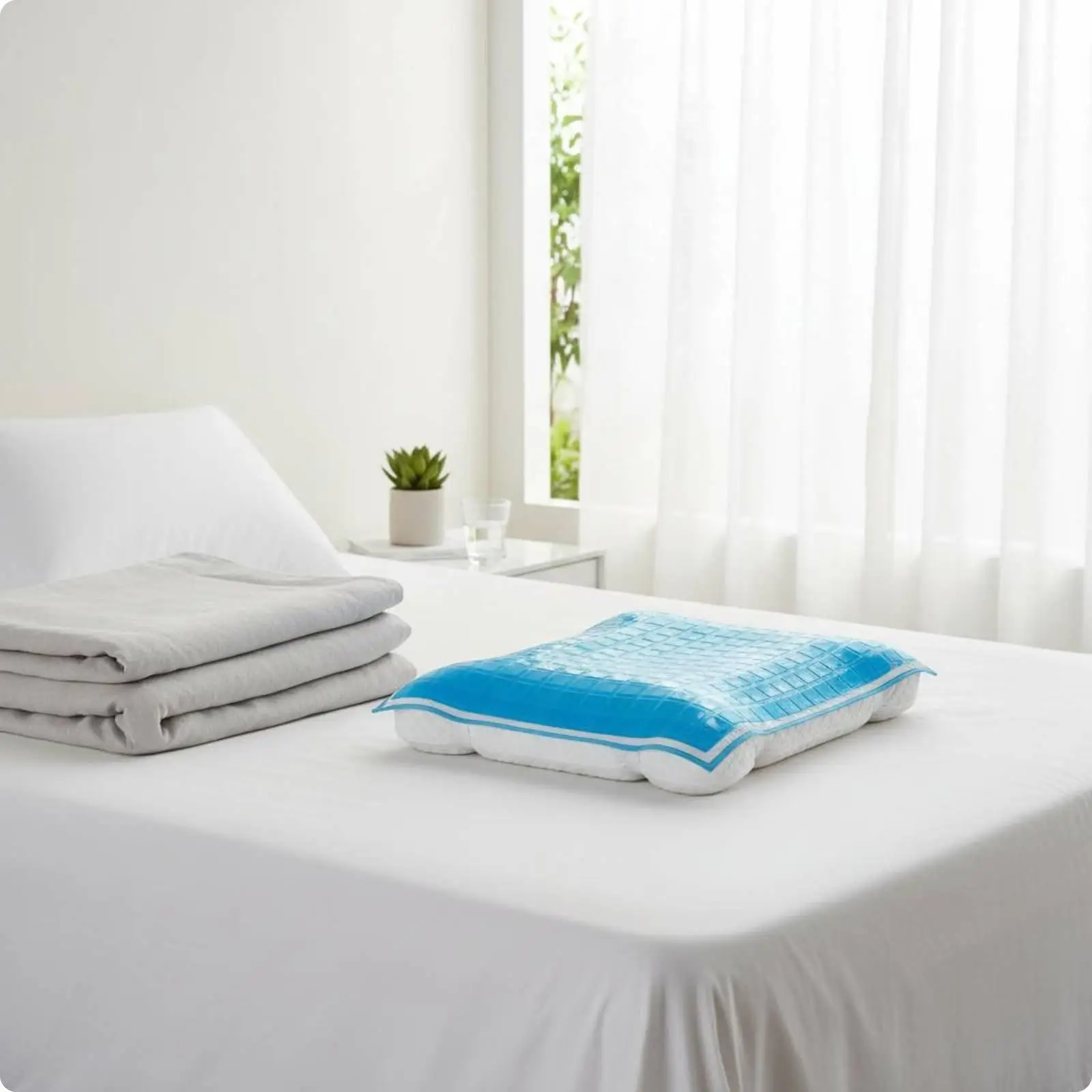 Cooling Gel Pillow Thin Breathable Memory Support Cushion for Comfortable Sleep Bedding Summer Use
