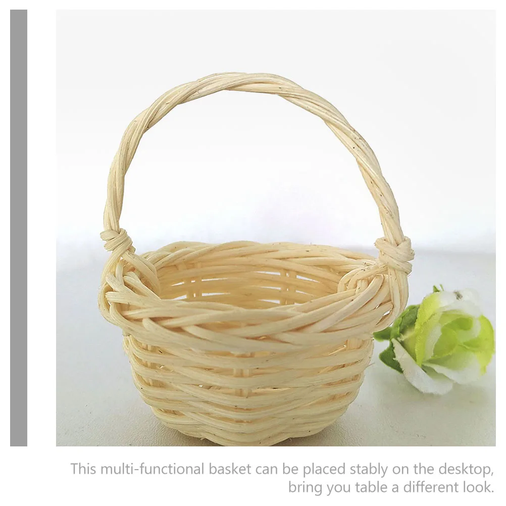 

4pcs Mini Woven Basket Rattan Storage Decor Accessories Flower Model Micro Scene Hamper Lightweight Portable H Sturdy