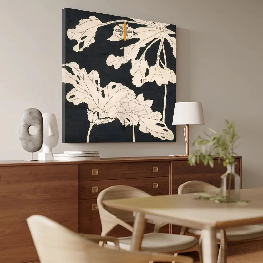 

Lotus rhyme clothes black and white high-end abstract decoration living room entrance bedroom canvas painting