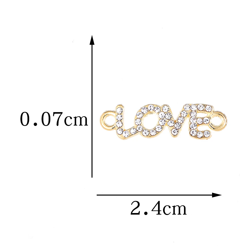 10Pcs/Lot Hot-Selling Alloy Inset letters LOVE Charm Delicate Pendant Earrings Necklace Jewelry Hand Making Accessorie Wholesale