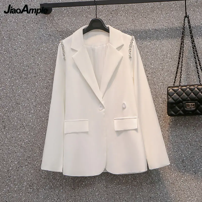 2024 Spring Autumn Elegant Diamond-studded Suit Jacket Women\'s New All-match Blazers Top Korean Fashion Coat Female Clothing