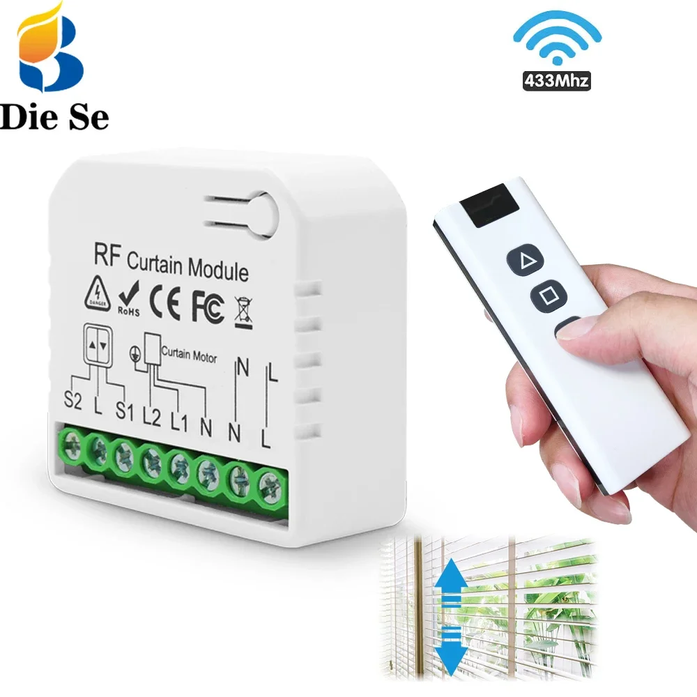 

RF 433Mhz Roller Blinds Curtain Switch Module Remote Control 110V 220V 240V Smart Home for Roller Shutter Electric Blind Motor