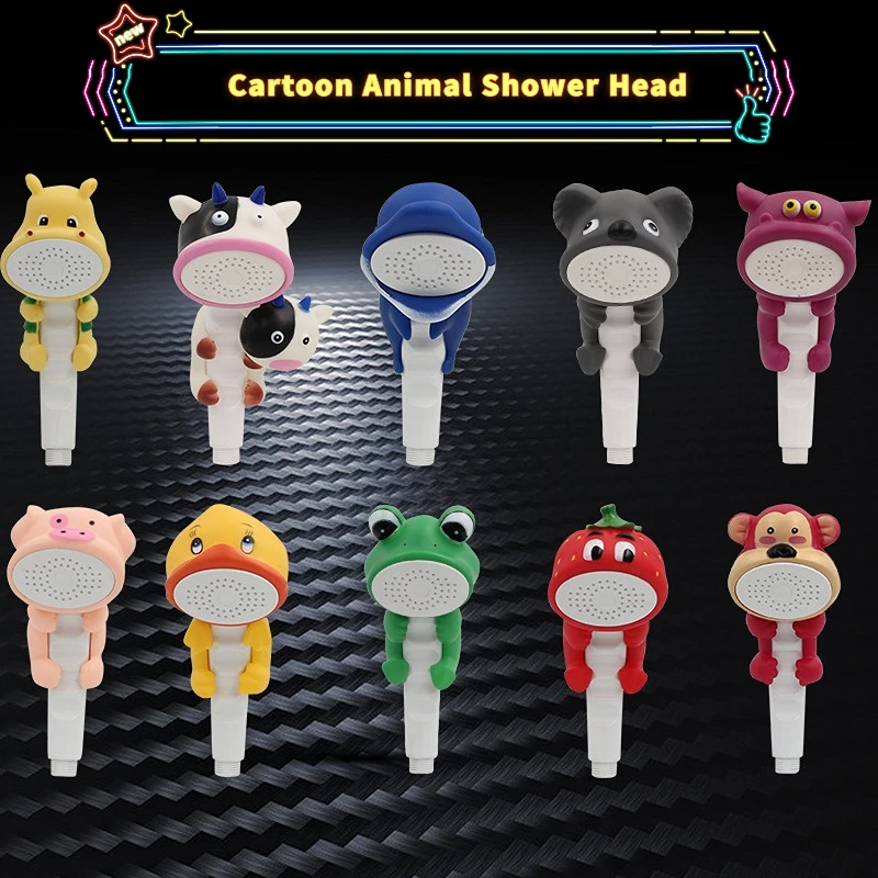 Cartoon Kid Shower Head Shower with Suction Cup Base Children's Bath Water Spray Shower Baby Shower Nozzle Handheld Shower