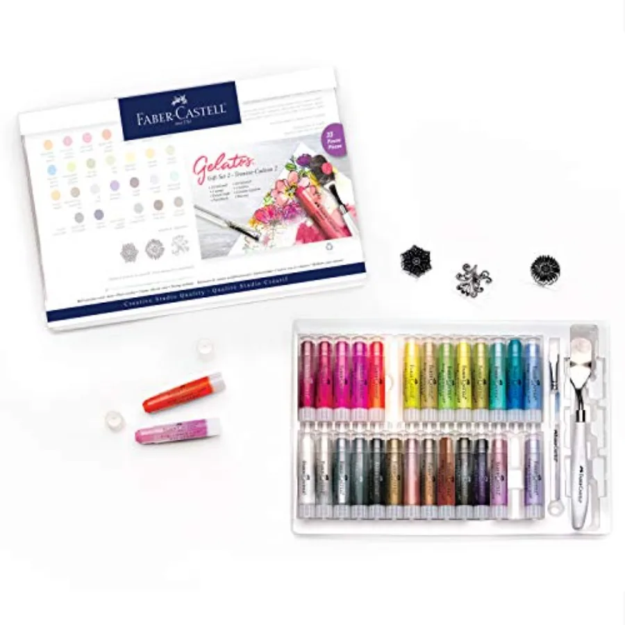 

Gelatos Dolce 2 Gift Set: 28 Watercolor Gel Crayons and Watercolor Supplies for Painting, Drawing and Art, Versatile Adult Pigm