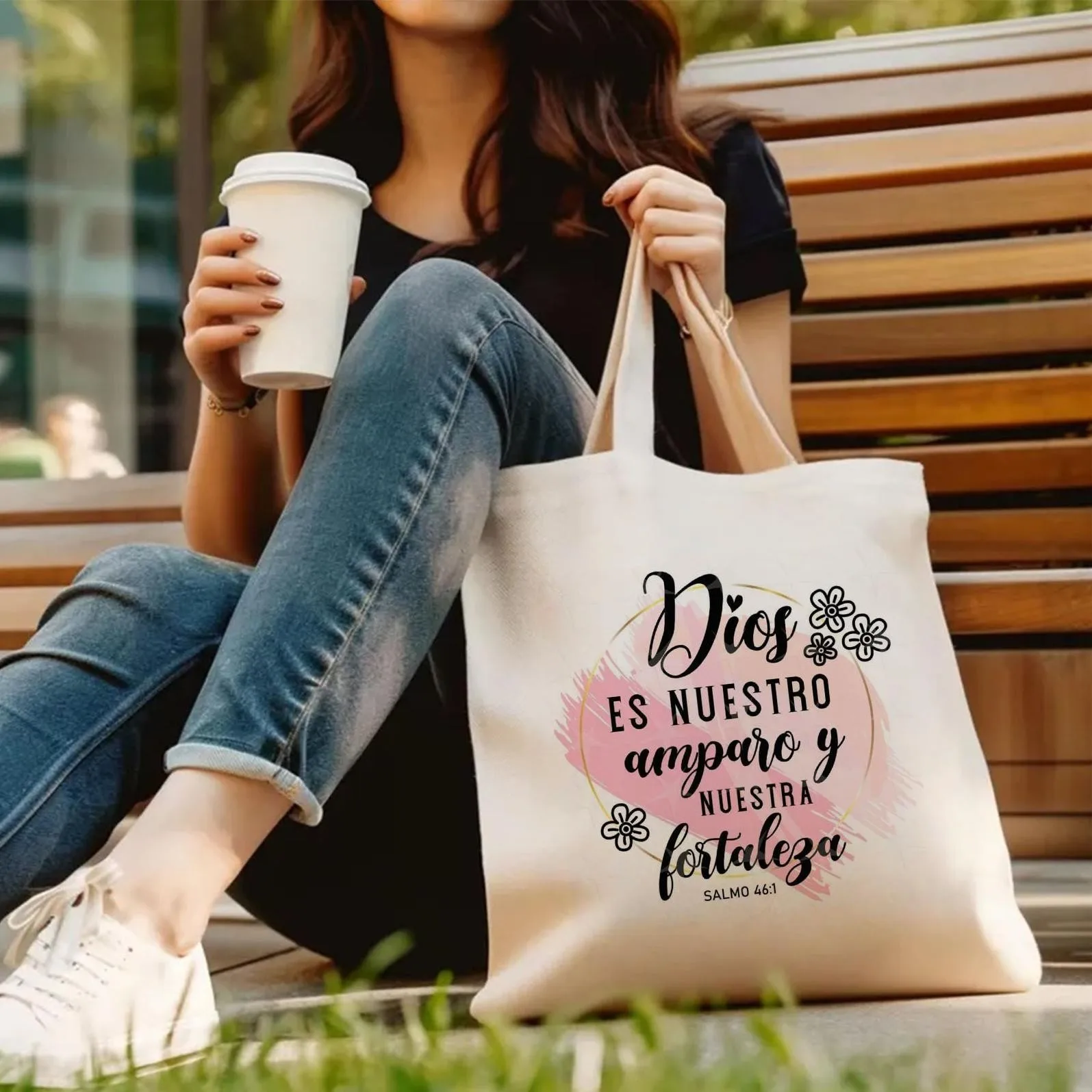 Shopping Bag Cute Shopping Bag Carrier 1 Women's Spanish Bible Verse Psalm 46:1 Handbag - Large Capacity Design with Spanish