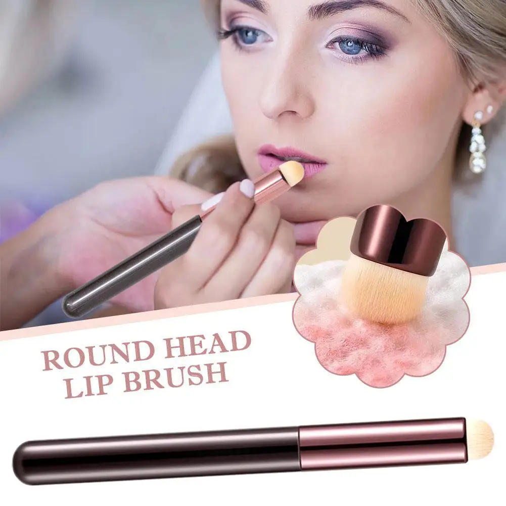 Round Lip Brush Storage Bucket Lipstick Brush Portable Makeup Lip Pencil Smudging Professional Concealer Lip Brush Liner D6G1