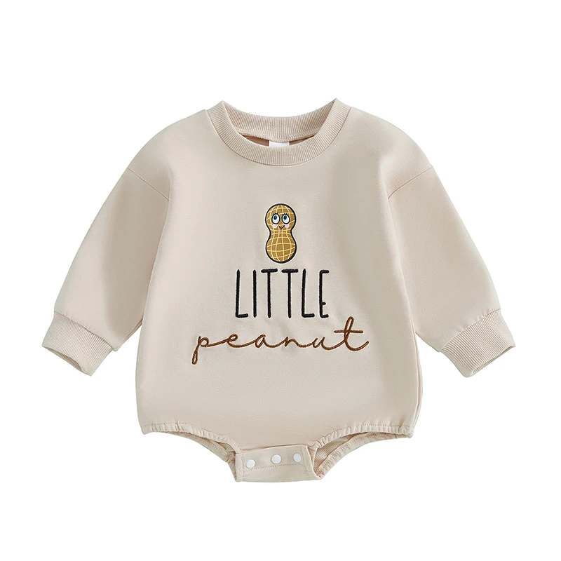 Baby Girls Boys Sweatshirts Rompers Letter Peanut Embroidery Long Sleeve Toddler Fall Bodysuits Jumpsuits