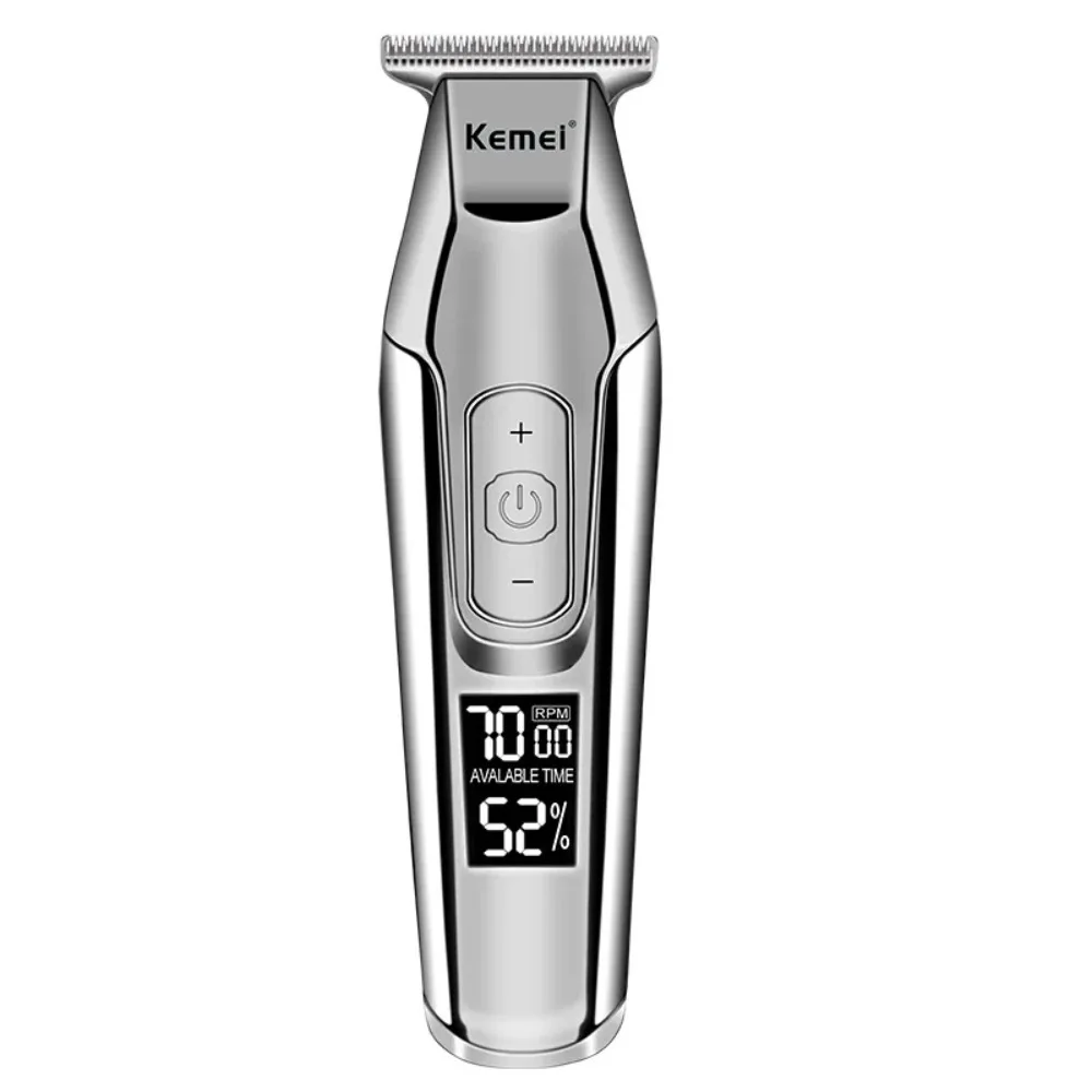 Kemei 5027 Barber Hair Trimmer Zero Gapped Cordless Edge Hair Clipper Close-cutting Machine for Lining Dry Shaving LCD Display