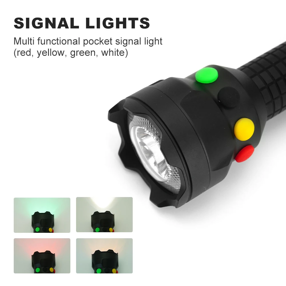 signal light red-yellow-green-white light High power led flashlight 5000mah recharge able lamp Fishing Rotating Hunting Lights