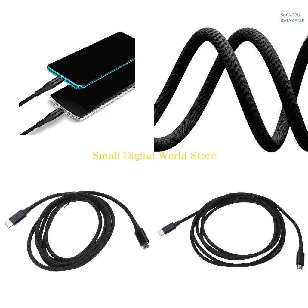 77UB UsbC TypeC to Micro USB Data Cable Bidirectional OTG Adapter Cord Nylon Wire