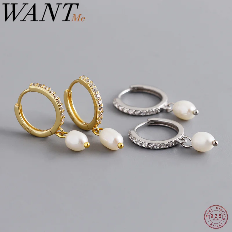 

Женские серьги-подвески WANTME из серебра 925 пробы с натуральным барочным жемчугом
