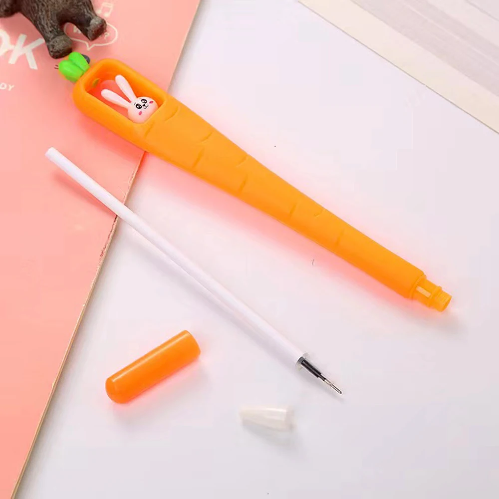 3 Pcs/Lot Kawaii Little Soft Silicone Carrot Gel Pen Ink Marker Pen School Office Writing Supply Stationery Escolar Papelaria