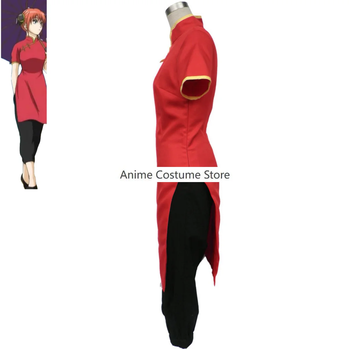 Disfraz de Cosplay de Anime Gintama Intama Silver Soul Kagura, peluca, estilo chino, ropa de entrenamiento, vestido rojo, tocado, traje de fiesta para mujer