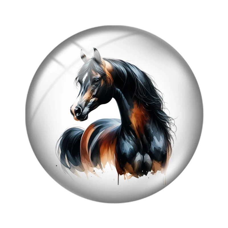 Arabian Horse 12mm/20mm/25mm Round glass cabochon flat back Making findings for custom DIY bracelets