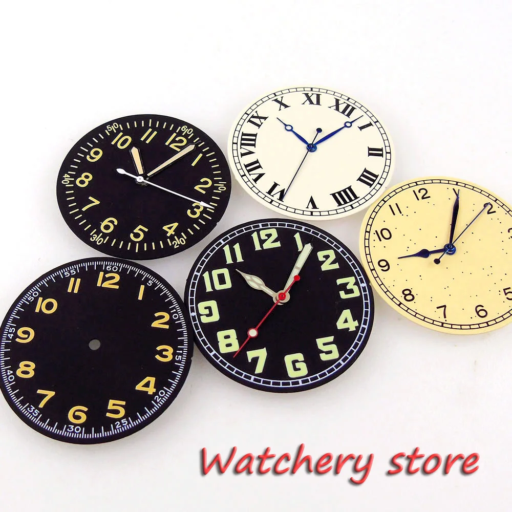 33.5mm Watch Dial Face Hand Luminous Pilot Style Fit NH35 NH36 MIYOTA 8215 821A DG 2813 ETA 2836 2824 Automatic Movement