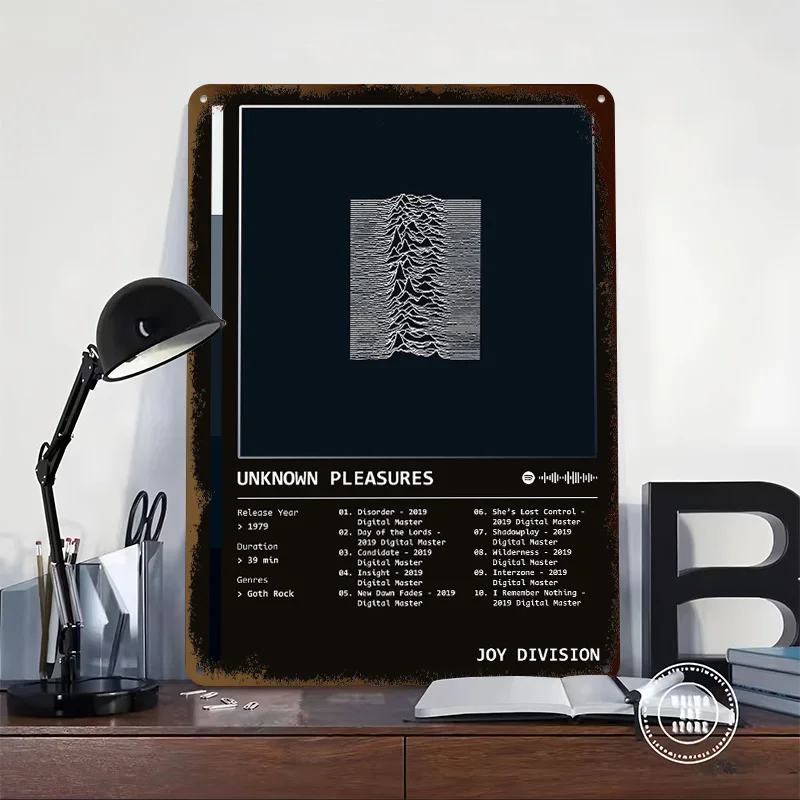 Unknown Pleasures (1979) Album Metal Poster Custom Wall Art Retro Vintage Tinplate Signs for Living Room Decoration Wand Deko