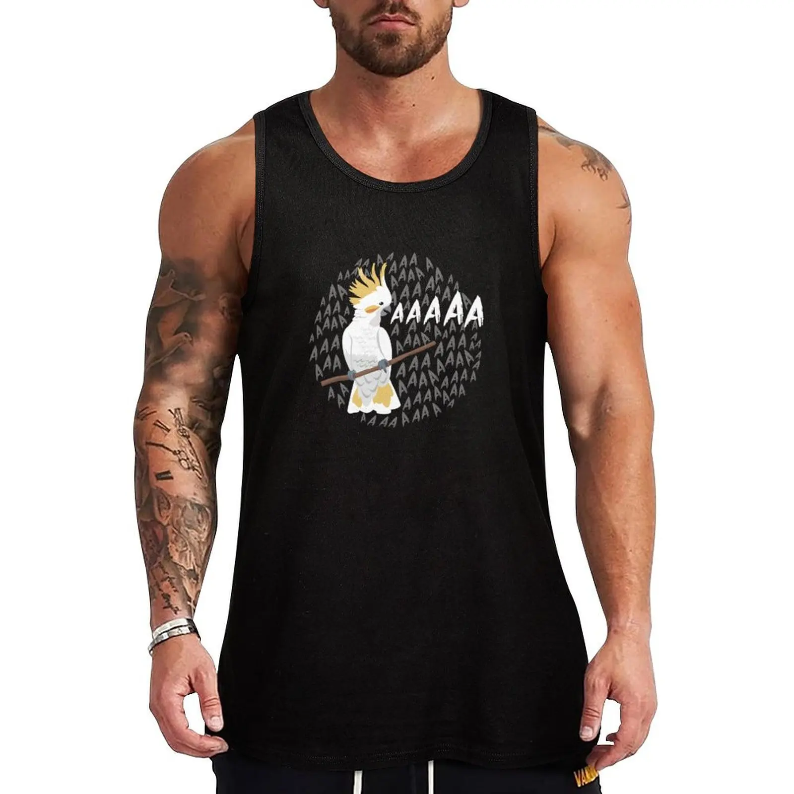 Crazy Screaming Cockatoo, Bird Keeper White Cockatoo, Zoo Crew Parrot Cockatoos Tank Top Men's gym articles Men's sports t-shirt