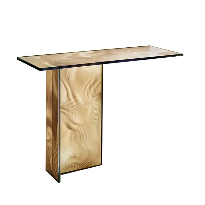 Italian color coffee table light luxury minimalist creative art flowing edge glass coffee table