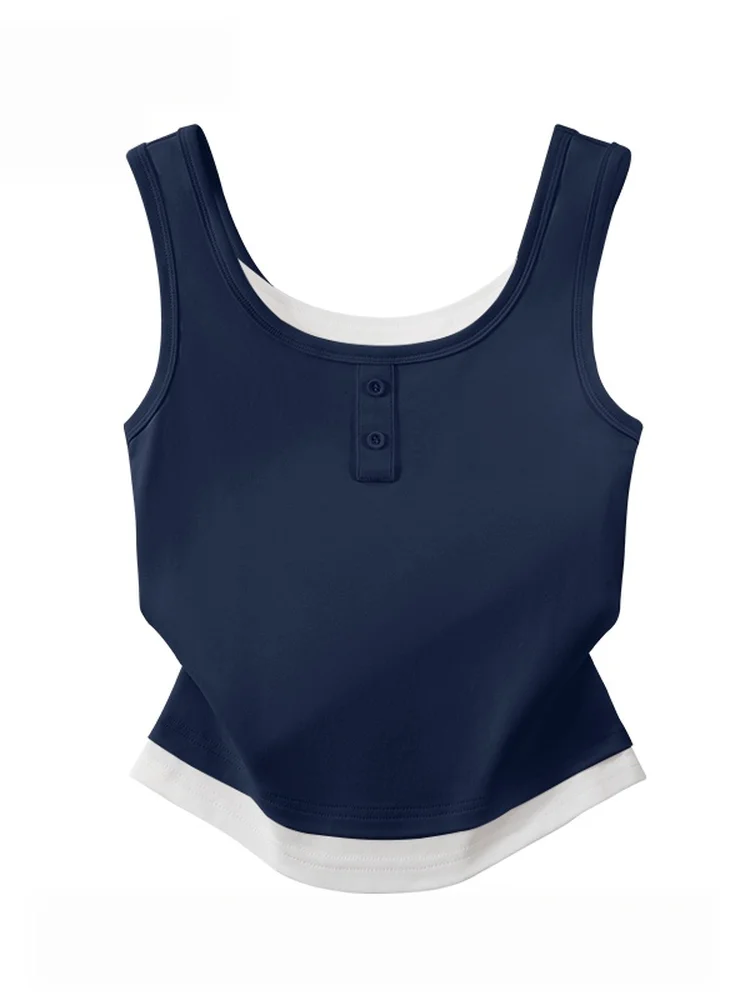 Women's Slim Fit Tank Top 95 Cotton Sleeveless Summer Casual Wear Inner Match Outer Wear High Elasticity U-Neck Line Curves