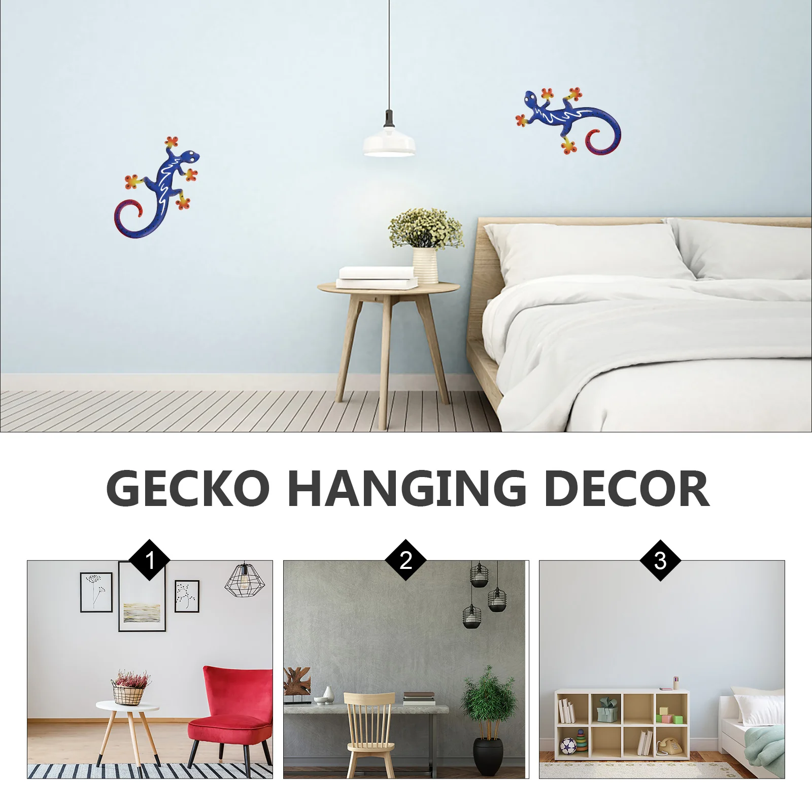 

Iron Gecko Rustic Decor Hanging Wall Metal Statue Sculptures Decoration Lizard Office
