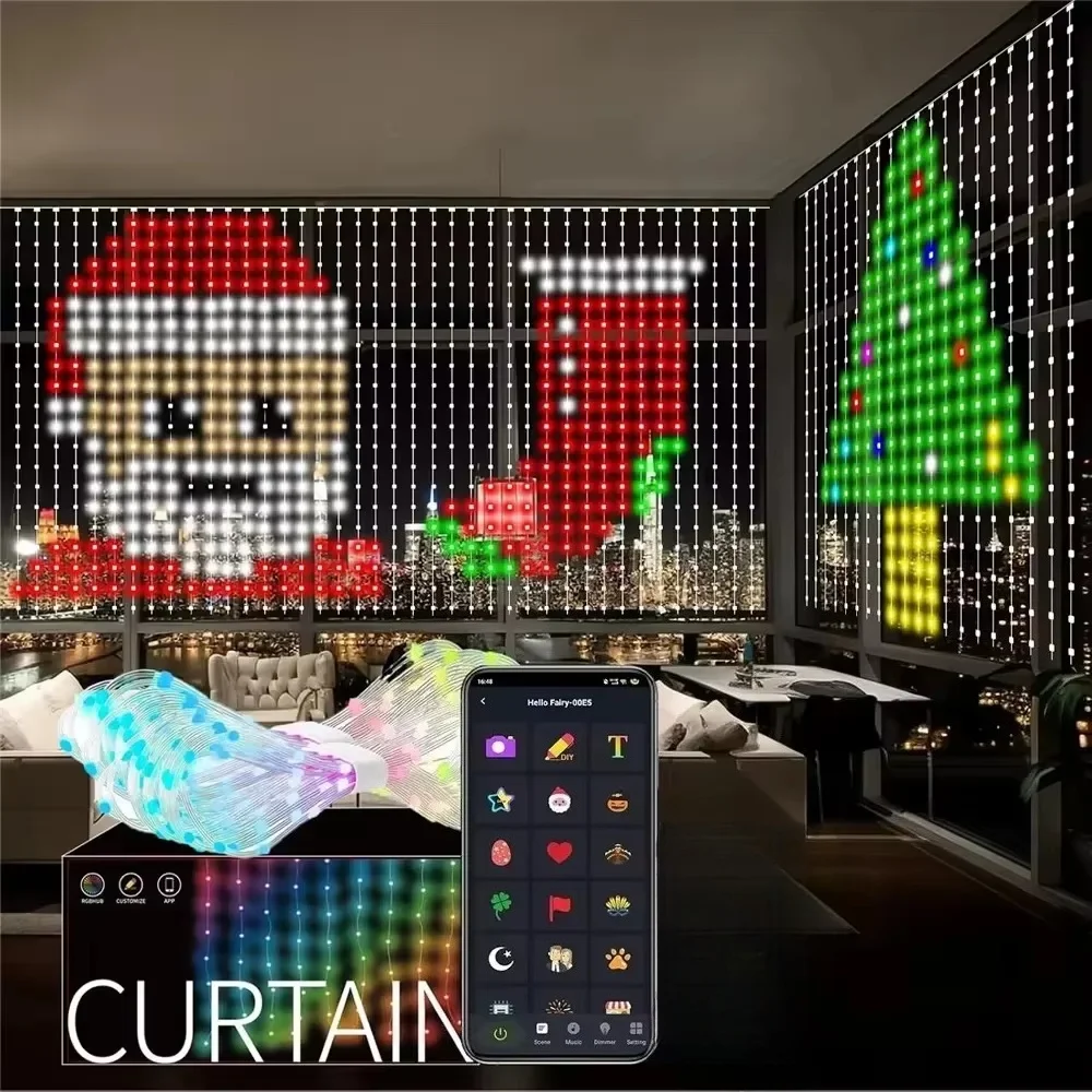 800 LED RGB Curtain Lights with Music,App Controls and Remote,LED Party for Wedding/Valentine's Day/Birthday