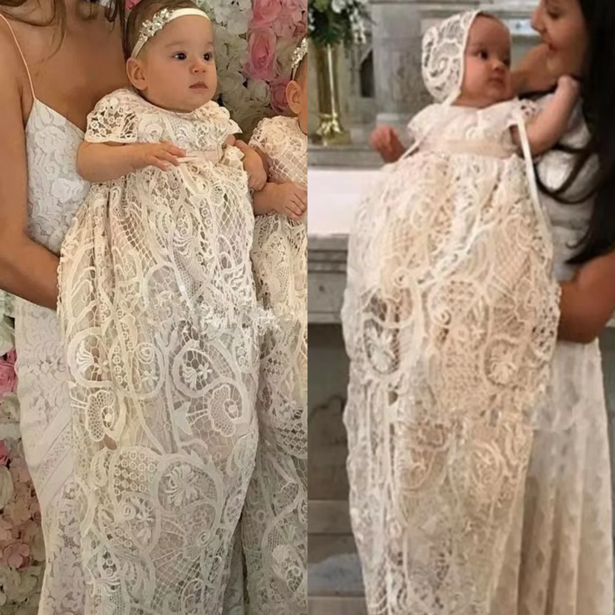 2019 Newborn Baptism Dress For Baby Girl White First Birthday Party Wear Cute Sleeveless Toddler Girl Christening Gown Clothes
