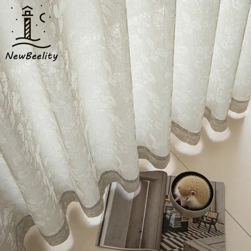 Jacquard Imitation Yarn Tulle Curtains for Living Room Transparent Impervious To People Bedroom Dining Study Decor Custom Size
